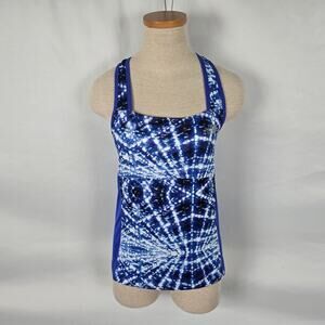 The North Face Tank Top Women's Small Blue White Geo Vapor Wick Racer Back